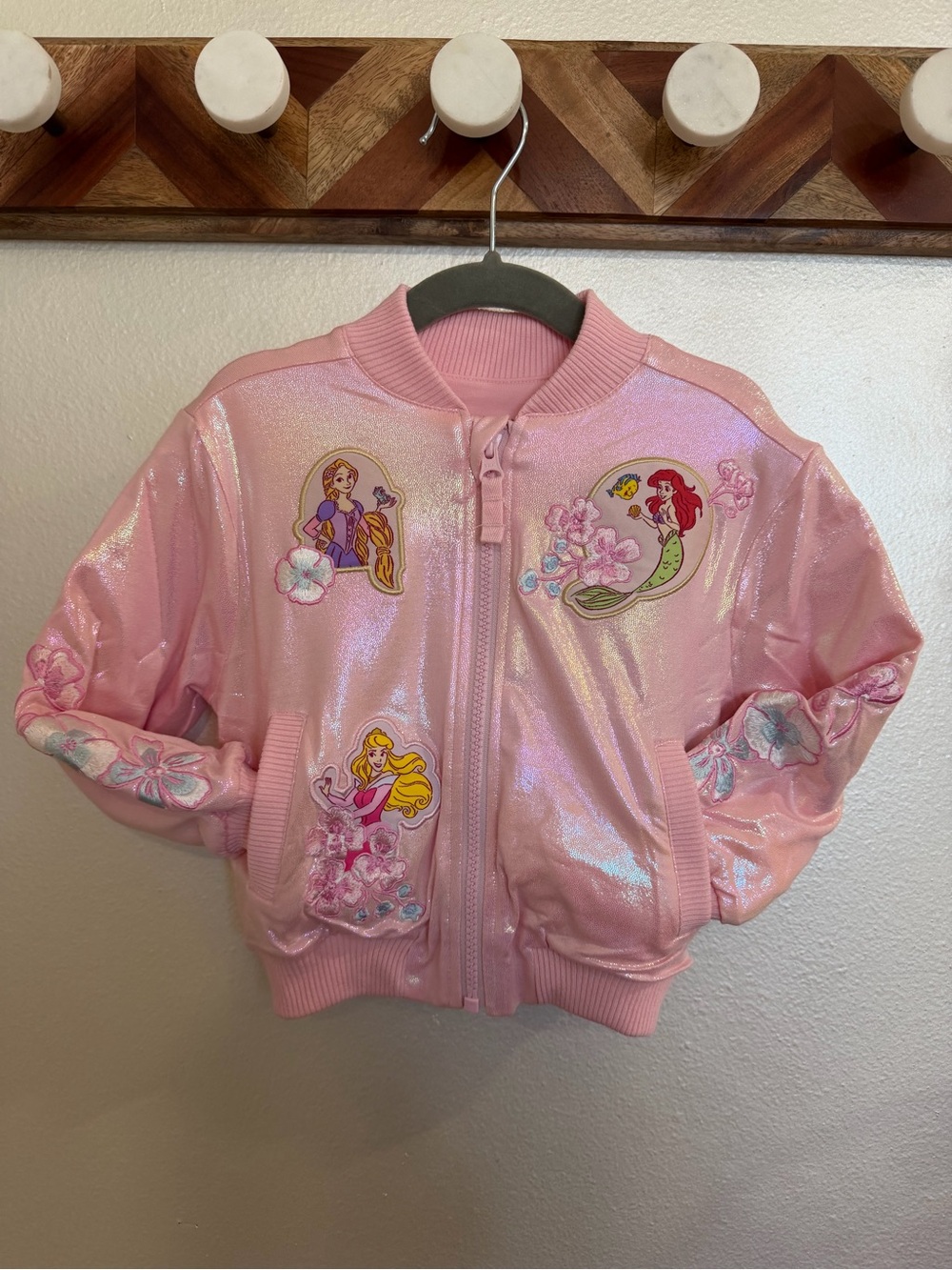 Little Sleepies x Disney Girls Princess Garden Iridescent Varsity Jacket 2T new